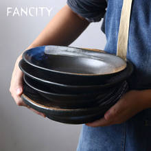 Fancity japonês retrô de cerâmica pintada à mão, prato profundo para restaurante, tigela de arroz cozido, prato longo para casa, sushi raso 2024 - compre barato