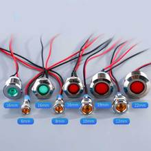 16mm 19mm 22mm  LED Metal Indicator light waterproof Signal lamp 3v 6V 12V 24V 220v with wire red yellow blue green white orange 2024 - buy cheap