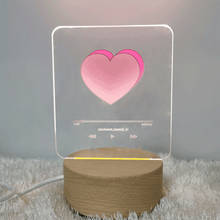 Ins Heart Player 3D Night Light Romantic Creative Bedroom USB Table Light Valentine Day Gift Wooden Acrylic Light Desk Lamp 2024 - buy cheap