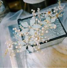 Light Blue Beads Bridal Hair Vine Crown Flower Women Headpiece Handmade Hair Accessories For Wedding Prom 2024 - buy cheap