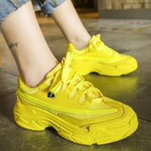 Новинка 2019 года; дизайнерские модные кроссовки; кроссовки на платформе; женская повседневная обувь на платформе; Basket Femme; цвет желтый; повседневная обувь на массивном каблуке 2024 - купить недорого