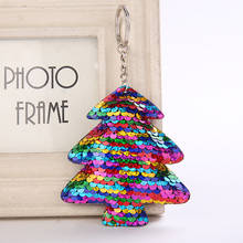 Cute Christmas Tree Keychain Glitter Pompom Sequins Key Ring Gifts for Women Llaveros Mujer Charms Car Bag Accessories Key Chain 2024 - buy cheap