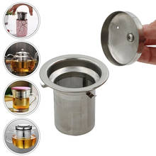 Nova malha reusável infusor filtro de chá folha spice filtro aço inoxidável para bule cesta de chá solto com caneca capa s m l 2024 - compre barato
