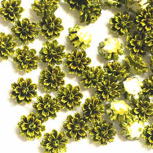 100 pçs 12*13mm resina verde flores decorações artesanato flatback cabochão para scrapbooking diy acessórios 2024 - compre barato
