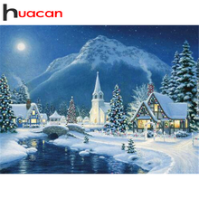 Huacan Diamond Mosaic Winter Art Kits 5D Diamond Painting Landcape Embroidery Christmas Decorations For Home 2024 - buy cheap