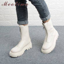 Meotina Women Mid Calf Boots Shoes Round Toe Platform Thick Heels Female Boots Zipper High Heel Boots Ladies Autumn Winter 43 2024 - buy cheap