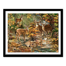 Rhinestone painting crystal Home Decor DIY Diamond painting Deer in the Fall Woods 5D cross stitch pattern diamond embroidery 2024 - buy cheap