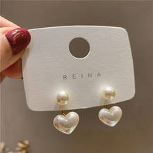 Pendientes colgantes con forma de corazón para mujer, aretes, perlas, estilo coreano, elegante, novedad 2024 - compra barato