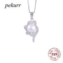 Pekurr 925 Sterling Silver Crystal Lotus Flower Natural Freshwater Pearl Necklaces For Women Pendants Choker Fashion Jewelry 2024 - buy cheap