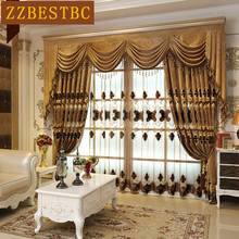 Europe high quality custom chenille embroidered curtains for elegant decoration of bedroom living room brown curtains for villa 2024 - buy cheap