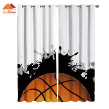 Cortinas de tela con diseño artístico de baloncesto para ventana, visillos de dibujos animados para sala de estar y exteriores, decoración del hogar 2024 - compra barato