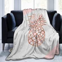 Blankets Queen Size Rose Gold Pineapple On Pink Marble Micro Fleece Blanket Warm Throw Ultra-Soft Lightweight Plush Bed Couch 2024 - buy cheap