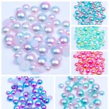 100-1000pcs/lot 3/4/5/6mm RainBow Crafts Half Round Imitation Pearls Flatback Scrapbook Beads For DIY Garment Jewelry Making 2024 - buy cheap
