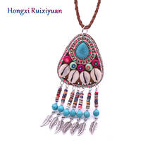Bohemian necklace hand-woven leather shell ladies necklace fashion color soft ceramic crystal leather rope necklace jewelry 2024 - buy cheap