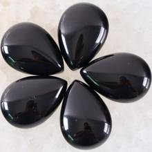 5Pcs Cabochon CAB Natural Stone No Drilled Hole Water Drop Bead for Men Women DIY Jewelry Making Necklace Ring Black Onyx Bead 2024 - buy cheap