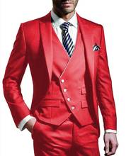 Trajes rojos personalizados para hombre, traje para novio de boda, esmoquin, traje Peaky Blinders de 3 piezas (chaqueta + Pantalones + chaleco) 2024 - compra barato