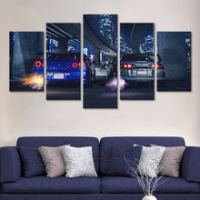 HD холст печатная картина 5 шт. стены Искусство рамки GTR R34 против Супра автомобиль домашний декор плакат картина для гостиной 2024 - купить недорого