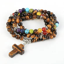 108pcs Mala Beads Natural Stone Lucky Cross Charm Bracelets Men Women Reiki Healing Amulet 7 Chakra Bracelet Buddhist Rosary 2024 - buy cheap