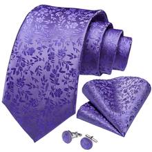 DiBanGu-Corbata de seda Floral para hombre, gemelos de Hanky de diseño púrpura, conjunto de corbata de boda, regalo de negocios, SJT-7266 2024 - compra barato
