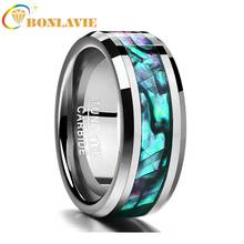 Anel masculino de 2020, anel de tungstênio com concha de abalone, 8mm, joias para festa de casamento, dedo com frete grátis, sem pedido mínimo 2024 - compre barato