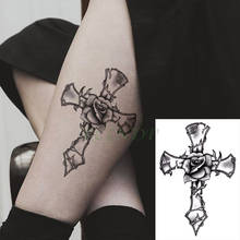Водостойкая Временная тату-наклейка, крест, цветок, флэш-тату, искусственная тату для рук, ног, тела, маленькое искусство для мужчин, женщин и мужчин 2024 - купить недорого