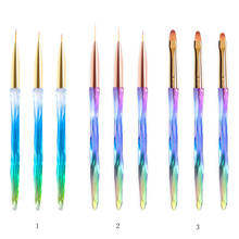 Набор кистей для нейл-арта, 3 шт., подводка, ручка для рисования, красочная кристальная ручка, акриловый УФ-гель для наращивания, маникюрные инструменты для рисования 2024 - купить недорого