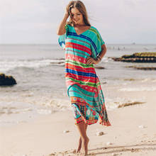 Summer Women Bohemian Beach Dress Tunic Plus Size Boho Colorful Tiered Layered Straight Dress Short Sleeve Loose Maxi Dress N592 2024 - buy cheap