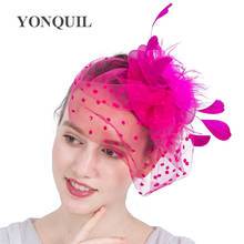 Máscara de crinolina fascinator com véus, chapéu de festa coquetel, derby, estilo novo, várias cores, rosa-imperdível 2024 - compre barato
