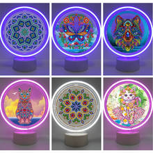 Pintura de diamantes de forma especial 5D, luces de neón, kits de punto de cruz bordado de diamantes, lámpara de luz, Mandala, decoración del hogar 2024 - compra barato