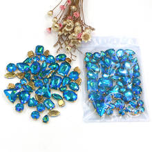 Venda em uma perda! forma mista de Cristal Lago Azul AB costurar em strass garra de vidro com base de ouro diy acessórios de vestuário 2024 - compre barato