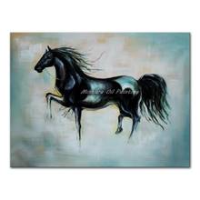 Mintura-Cuadro de caballo negro pintado a mano para pared, pintura al óleo sobre lienzo, Animal abstracto moderno, Arte Pop para habitación de niños, decoración del hogar 2024 - compra barato