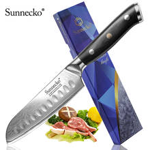 Sunnecko, faca de damasco santoku, 5 ", faca japonesa vg10, núcleo de aço, lâmina afiada, cozinha, para corte de chef, cabo g10 2024 - compre barato