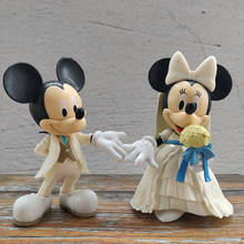 Disney-vestido de boda blanco de 12 cm, figura de acción de Mickey Mouse, Minnie Princess, regalo de cumpleaños para niños, unids/set 2/Set 2024 - compra barato