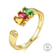 Anillo ajustable de plata de ley 2019 para hombre y mujer, sortija ajustable con piedra de Color dorado, regalo TS, estilo Thomas Factory, 925 2024 - compra barato