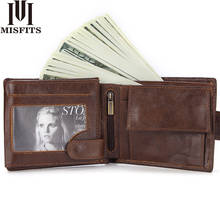Men's wallet Leather fashion casual short card bag First layer cowhide zipper buckle coin purse big money bag The new coin purse 2024 - buy cheap