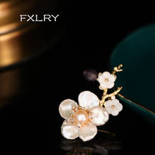 FXLRY-broche de alta gama hecho a mano, broche con forma de flor de perla Natural, pin pequeño, hebilla, abrigo de aguja, accesorio de joyería 2024 - compra barato