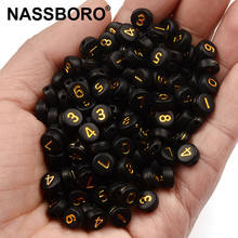 100Pcs 4*7mm Round Black Acrylic Beads Gold Digital Beads for Jewelry Making Kid Diy Material Loose Spacer Beads 2024 - buy cheap