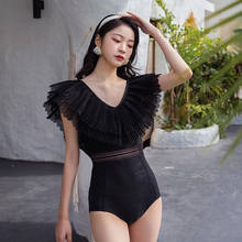 Swimsuit Woman One Piece Monokini Women's Swimwear One-Piece Women Korea New Stomach Shows Sexy Fairy Leaf Back Polyester 2024 - buy cheap