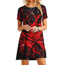 3D Geometric Print Women Dresses 2021 Summer New Fashion O-Neck Short Sleeve Mini Dress Casual Female Boho Streetwear Clothing 2024 - buy cheap