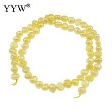 14.5inch Yellow Cream 5-6mm Cultured Baroque Freshwater Pearl Beads Punch Loose Beads for DIY Women Necklace Jewelry Making 2024 - buy cheap