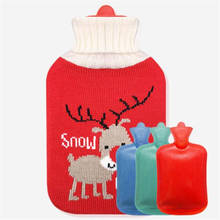 0.5/1/2L Cute Christmas Cartoon Hot Water Bottle with Knit Bottle Cover Large Capacity Household Rubber Warm Hand Home Winter 2024 - buy cheap