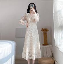 Vestido francês retrô e sensual, vestido feminino com gola v e manga longa, sensível ao toque, temperamento, primavera 2020 2024 - compre barato