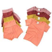 0-4 Years Toddler Baby boy Girl Outfit 2Pcs Summer Clothing Set Solid Top High Waist Shorts Infants Children's Home Pajamas Set 2024 - buy cheap