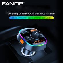 Eanop bc52 transmissor fm bluetooth carro kit bt5.0 handsfree carro com voz assistente modulador fm tf cartão qc3.0 usb carregador 2024 - compre barato