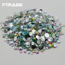 Mixed Sizes Crystal Clear AB Color Non Hot Fix Flat Back Nail Art Decorations Acrylic Glue On rhinestone For Gems Clothes 2024 - buy cheap