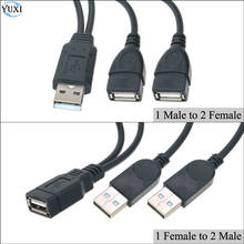 YuXi USB 2,0 A 1 macho A 2 Dual USB hembra Data Hub adaptador de alimentación Y divisor USB Cable de carga Cable de alimentación Cable de extensión 2024 - compra barato