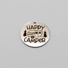 20 штук Happy Camper Подвески Нержавеющая сталь кулон Camper Шарм DIY ручной работы аксессуары 2024 - купить недорого