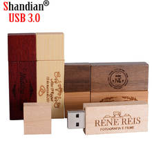 SHANDIAN UBS 3.0 wooden usb flash drive with box pen drive 4GB 16GB 32GB 64GB U disk memory card pendrive 1 pcs free custom logo 2024 - buy cheap