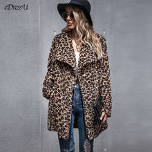 EDressU-Chaqueta de invierno de piel sintética para mujer, abrigo de leopardo con cuello vuelto, capa de media pantorrilla, CS-ZH2037 2024 - compra barato