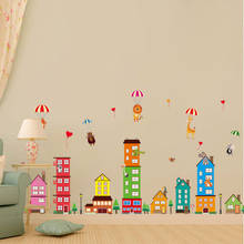 Cartoon City Wall Sticker Nursery Stairs Aisle Wall Pictures DIY Kids Room Decoration Baby Bedroom Decor Living Room Wallpaper 2024 - buy cheap